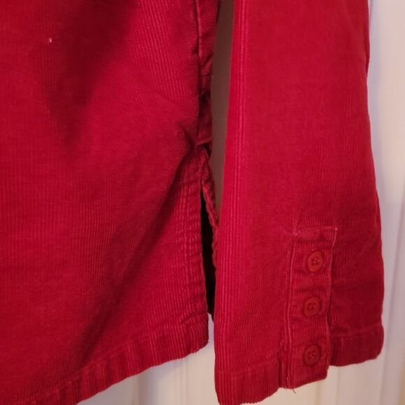 #169 Basic Editions- Red Corduroy button-up top. sze. L - Picture 4 of 8